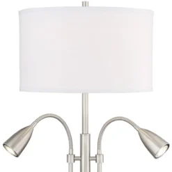 Possini Euro Design Wagner Modern Table Lamp 29 3/4" Tall Brushed Nickel With USB Charging Port And LED Gooseneck Lights White Shade For Living Room -Target Lighting Store GUEST c064c458 ceaf 4142 abf4 0bff9a75a313