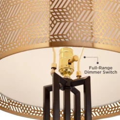 Possini Euro Design Deborah Modern Mid Century Table Lamp 30" Tall Black With USB Charging Port Gold Metal Double Drum Shades For Living Room Desk -Target Lighting Store GUEST c3b30635 487f 462e 9d2c 3501b6821556
