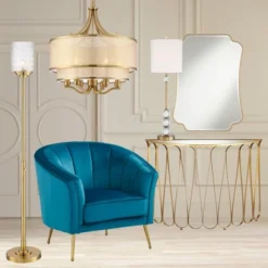 Possini Euro Design Kinsey Modern Torchiere Floor Lamp 72 1/2" Tall Brass Gold Metal Stone Pattern Crystal Glass Shade For Living Room Office House -Target Lighting Store GUEST c3f945ff 437c 49d5 be44 0cc18be22c53