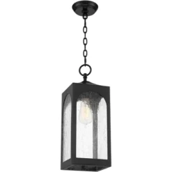 Possini Euro Design Modern Outdoor Hanging Light Fixture Matte Black Steel 19" Clear Seedy Glass Panels For Exterior House Porch -Target Lighting Store GUEST c5a94f46 a078 49fd 9221 b32faac5e072