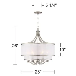 Possini Euro Design Nor Brushed Nickel Pendant Chandelier 23" Wide Modern Double White Organza Shade 6-Light Fixture For Dining Room Kitchen Island -Target Lighting Store GUEST c8291423 786b 40bf 928d 6d118cca3b09