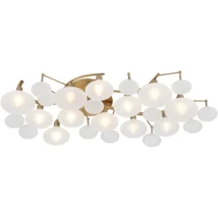 Possini Euro Design Lilypad Modern Ceiling Light Semi Flush Mount Fixture 30 1/4" Wide Warm Brass 12-Light Frosted Glass Shade For Bedroom Living Room -Target Lighting Store GUEST c8b436d6 0799 4b71 b0e8 1b80aaa00f64