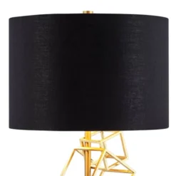 Possini Euro Design Modern Table Lamp 30" Tall Gold Metal Geometric Cube Black Drum Shade For Bedroom Living Room Bedside Nightstand Office Kids House -Target Lighting Store GUEST c92e6f9c 8b15 4055 9210 e95329e351d3