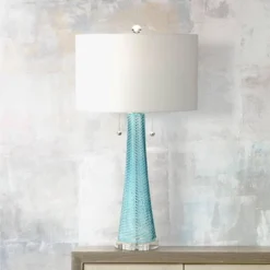 Possini Euro Design Modern Table Lamps 28.5" Tall Set Of 2 Light Sky Blue Fluted Glass White Drum Shade For Living Room Bedroom Office Family 6 Possini Euro Design Modern Table Lamps 28.5" Tall Set Of 2 Light Sky Blue Fluted Glass White Drum Shade For Living Room Bedroom Office Family -Target Lighting Store GUEST cc70cf51 11c5 4293 86bb 9a8e958c559e
