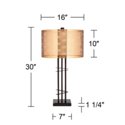 Possini Euro Design Deborah Modern Mid Century Table Lamp 30" Tall Black With USB Charging Port Gold Metal Double Drum Shades For Living Room Desk -Target Lighting Store GUEST ccb51444 3a3d 47f9 8b7a 4949629a99e7