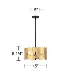 Possini Euro Design Stella Black Pendant Chandelier 15" Wide Modern Gold Leaf Drum Shade 4-Light Fixture For Dining Room House Foyer Kitchen Island -Target Lighting Store GUEST ce404503 72a6 42fa b60a 005d26d6fc09