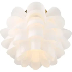 Possini Euro Design Modern Ceiling Light Semi Flush Mount Fixture White Flower Gold Metal 15 3/4" Wide Living Room Bedroom Kitchen -Target Lighting Store GUEST ce930fb8 a960 4b90 bf0d 81613c5bebb7