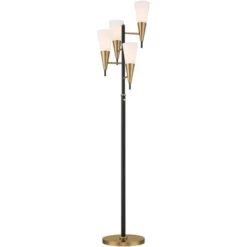 Possini Euro Design Quatro Mid Century Modern Tree Floor Lamp 71" Tall Black Gold Metal 4 Light Frosted Glass Cone Shade For Living Room Bedroom House -Target Lighting Store GUEST cf13b0f8 cfb6 4df7 90c4 f481aedbc918