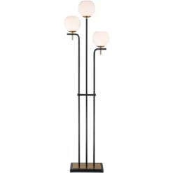 Possini Euro Design Acadia Modern Floor Lamp 71" Tall Black Warm Gold Metal 3 Light Frosted White Glass Globe Shade For Living Room Bedroom Office -Target Lighting Store GUEST cfab7d06 4c65 4d16 b0f9 c50535035577