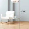 Possini Euro Design Vogue Modern Floor Lamp With Tray Table 60" Tall Brushed Nickel USB Charging Port Organza Outer White Inner Shade For Living Room -Target Lighting Store GUEST d2d3c9f4 8b40 4459 95b3 d0cb41644792