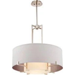 Possini Euro Design Concentric Brushed Nickel Pendant Chandelier 28" Wide Modern White Fabric Drum 4-Light For Dining Room House Foyer Kitchen Island -Target Lighting Store GUEST d4c77281 50a1 44c9 8668 6236f1916b0c