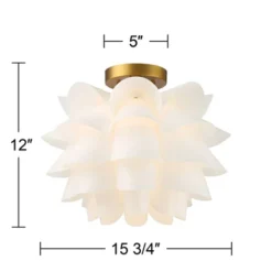 Possini Euro Design Modern Ceiling Light Semi Flush Mount Fixture White Flower Gold Metal 15 3/4" Wide Living Room Bedroom Kitchen -Target Lighting Store GUEST d4dfbf46 d749 4ed9 ad97 3bda7c01cd2a