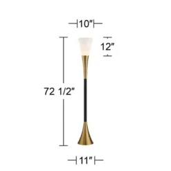 Possini Euro Design Modern Glam Style Torchiere Floor Lamp 72.5" Tall Black Antique Brass Metal White Glass Shade Living Room Reading Uplight -Target Lighting Store GUEST d63f7e16 8522 44d1 9bed eaf2ae798206