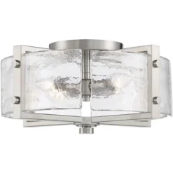Possini Euro Design Prane Modern Industrial Ceiling Light Semi Flush Mount Fixture 17" Wide Brushed Nickel 4-Light Warped Glass For Bedroom Kitchen -Target Lighting Store GUEST d6d6f1d6 17f5 40d9 8e0f cceec1010e0d
