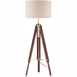 Possini Euro Design Serveyor Modern 57 1/2" Tall Tripod Floor Lamp Smart Socket Cherry Wood Brass Adjustable Beige Shade For Living Room -Target Lighting Store GUEST dbcd8161 4dd0 4d2d aaf3 750dd4601554