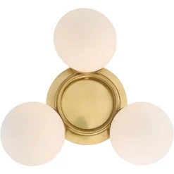 Possini Euro Design Modern Ceiling Light Flush Mount Fixture Brass 18" Wide 3-Light Frosted White Glass Globes Bedroom Living Room -Target Lighting Store GUEST dbfdc26c 9042 453c 899a 728958d8e6b8
