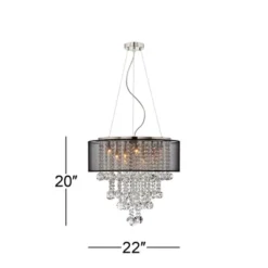 Possini Euro Design Bretton Brushed Nickel Chandelier 22" Wide Modern Clear Glass Crystal Black Sheer Shade 12-Light Fixture For Dining Room Kitchen -Target Lighting Store GUEST de51a246 fb53 4f25 bb9c 2fc37f16b1b4