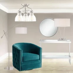 Possini Euro Design Modern Arc Floor Lamp 69" Tall Brushed Steel Adjustable Boom Off White Linen Drum Shade For Living Room Reading Office -Target Lighting Store GUEST de879645 a18c 41db 8712 9b539e73333e