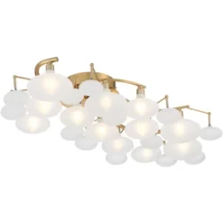 Possini Euro Design Lilypad Modern Ceiling Light Semi Flush Mount Fixture 30 1/4" Wide Warm Brass 12-Light Frosted Glass Shade For Bedroom Living Room -Target Lighting Store GUEST dec42141 80e6 4416 977e 08a265036989