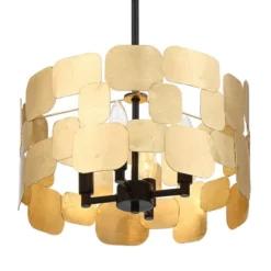 Possini Euro Design Stella Black Pendant Chandelier 15" Wide Modern Gold Leaf Drum Shade 4-Light Fixture For Dining Room House Foyer Kitchen Island -Target Lighting Store GUEST df219f62 efd1 435c ad99 3a03651bac47