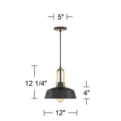 Possini Euro Design Black Warm Brass Mini Pendant Lighting Fixture 12" Wide Farmhouse Rustic For Dining Room House Home Kitchen Island High Ceilings -Target Lighting Store GUEST dfbbf7b4 fa90 4b91 85ef bc93f5813fb2