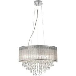 Possini Euro Design Jolie Chrome Chandelier Lighting 20" Wide Modern Crystal Silver Fabric Shade 7-Light Fixture For Dining Room House Kitchen Island -Target Lighting Store GUEST e008ef95 32c3 48d1 bfa5 4c802eb7f43e