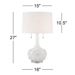 Possini Euro Design Natalia Modern Country Cottage Table Lamp With Square Riser 28 1/2" Tall White Floral Ceramic Drum Shade For Bedroom Living Room -Target Lighting Store GUEST e072020c f122 4708 9e80 53efd66dadf0