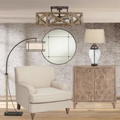 Possini Euro Design Moorcroft Modern Farmhouse Ceiling Light Semi Flush Mount Fixture 14 1/2" Wide Dark Wood Bronze 6-Light Hexagon Frame For Bedroom -Target Lighting Store GUEST e365a827 dd64 4f45 abf0 cc9e7e1dfb53