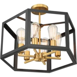 Possini Euro Design Beni Industrial Modern Farmhouse Ceiling Light Semi Flush Mount Fixture 20" Wide Antique Bronze Gold 6-Light For Bedroom Kitchen -Target Lighting Store GUEST e5447abe 632d 4b6f ac23 c5514ff02e81