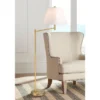 Possini Euro Design Modern Arc Floor Lamp Standing 62 1/2" Tall Warm Gold Offset Arm White Linen Drum Shade For Living Room Reading Family Bedroom -Target Lighting Store GUEST e5631466 6274 412d 842a f3f35627a6cc