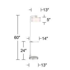 Possini Euro Design Modern Floor Lamps 60" Tall Set Of 2 With Tray Table USB Port Nickel Silver Organza White Linen Shades For Living Room -Target Lighting Store GUEST e61f5abd e583 4a9a 9ede 9fd7040fa229