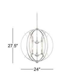 Possini Euro Design Spherical Brushed Nickel Large Chandelier 24" Wide Modern 6-Light Fixture For Dining Room House Foyer Kitchen Island Entryway Home -Target Lighting Store GUEST e62c04c4 c29c 4795 9fb8 3a7406cfd339