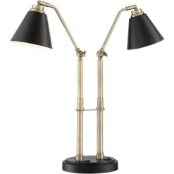 Possini Euro Design Sentry Modern Mid Century Desk Lamp 23" High Black Brass With USB Charging Port LED Adjustable Cone Shade For Bedroom Living Room -Target Lighting Store GUEST e91d5c36 9c3b 4fda 8e73 e5a8e478b0f2