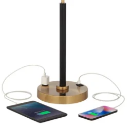 Possini Euro Design Carlyle Modern Mid Century Desk Lamp 30 1/2" Tall Gold With USB And AC Power Outlet In Base Double Drum Shades For Living Room -Target Lighting Store GUEST e9a786dd 1b21 43a4 bd87 0148cad99c9f