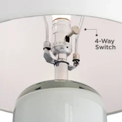 Possini Euro Design Modern Table Lamp With USB Charging Port And Nightlight LED 25" High Blue Art Glass White Shade For Bedroom Desk (Color May Vary) -Target Lighting Store GUEST ecbfc282 7c8f 4e9d a69d a343b3107f18