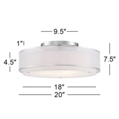 Possini Euro Design Modern Ceiling Lighting Semi Flush Mount Fixture 20" Wide Chrome 3-Light Sheer Outer Off White Inner Drum Shade For Bedroom House -Target Lighting Store GUEST ed0184b8 dcd7 4ae2 9ef4 45a9237cdc91