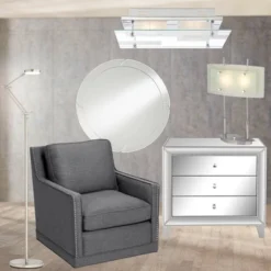 Possini Euro Design Charles Street Modern Desk Lamp 23" High Chrome Satin Nickel Frosted Slump Glass Shade For Bedroom Living Room Bedside Nightstand -Target Lighting Store GUEST ee188d28 1b4e 4af1 8eec b5eefa3ae7cf