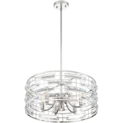 Possini Euro Design Smart Polished Nickel Chandelier 20" Wide Modern Drum Clear Crystal 6-Light Fixture For Dining Room House Foyer Kitchen Island -Target Lighting Store GUEST eea2daa1 4b4d 429b a960 e11c0fbab734