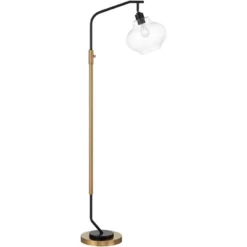 Possini Euro Design Tarrah Mid Century Modern 63" Tall Chairside Arc Floor Lamp Gold Black Metal Clear Glass Shade For Living Room House -Target Lighting Store GUEST efde68e9 8b27 44fd 877f e9ff6907c945