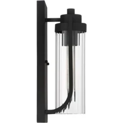 Possini Euro Design Bogata Modern Outdoor Wall Light Fixture Textured Black 15 1/2" Clear Ribbed Glass For Post Exterior Barn Deck House Porch Yard -Target Lighting Store GUEST f0145b65 4c82 4212 a915 143f48d3ef80