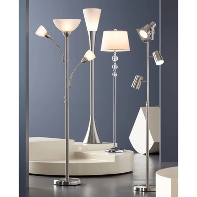 Possini Euro Design Alexei Modern Torchiere Floor Lamp with Side Lights 72" Tall Brushed Nickel White Crackle Glass for Living Room Reading Bedroom Possini Euro Design Alexei Modern Torchiere Floor Lamp With Side Lights 72" Tall Brushed Nickel White Crackle Glass For Living Room Reading Bedroom -Target Lighting Store GUEST f45336dd 1c66 4491 ac18 ae886a91ebc2