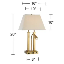 Possini Euro Design Deacon Modern Desk Table Lamp 26" High Brass With USB And AC Power Outlet In Base LED Reading Light Oatmeal Shade For Office Desk -Target Lighting Store GUEST f47c6f05 ecdb 4668 adab 03a006b6c86e