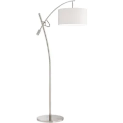 Possini Euro Design Modern Arc Floor Lamp 69" Tall Brushed Steel Adjustable Boom Off White Linen Drum Shade For Living Room Reading Office -Target Lighting Store GUEST f50716cf 3eec 4bec ab86 5c41f7e4d2d9