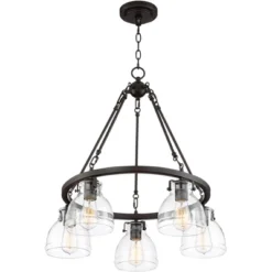 Possini Euro Design Bellis Bronze Wagon Wheel Pendant Chandelier 25" Wide Modern Clear Glass 5-Light Fixture For Dining Room House Kitchen Island Home -Target Lighting Store GUEST f57f1f0b 5fd6 4d76 8765 b8e25ce9ca30