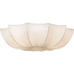 Possini Euro Design Planetarium Modern Ceiling Light Flush Mount Fixture 21" Wide Chrome 3-Light Ivory Fabric Scalloped Bowl For Bedroom Living Room -Target Lighting Store GUEST f60a00a1 5cb3 4db1 9830 ba7204aa3cb4