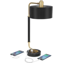 Possini Euro Design Myles Modern Mid Century Desk Lamp 24" High Black Gold With Dual USB Charging Ports Metal Drum Shade For Bedroom Living Room Home -Target Lighting Store GUEST f62e4bbd c6f3 4d9c a5ed 013f275dd988