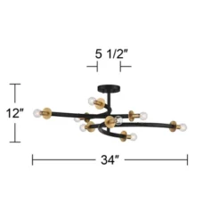 Possini Euro Design Alturus Modern Ceiling Light Semi Flush Mount Fixture 34" Wide Gloss Black Warm Brass 8-Light For Bedroom Living Room Hallway Home -Target Lighting Store GUEST f909c07d b22a 4613 8b5b 9514fe3b4f0a