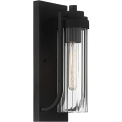 Possini Euro Design Bogata Modern Outdoor Wall Light Fixture Textured Black 15 1/2" Clear Ribbed Glass For Post Exterior Barn Deck House Porch Yard -Target Lighting Store GUEST fb44b2d2 67b3 4d07 8f2f afbaa4fc7589