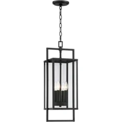 Possini Euro Design Jericho Modern Outdoor Hanging Light Textured Black 24 1/4" Clear Glass Panel For Post Exterior Barn Deck House Porch Yard Patio -Target Lighting Store GUEST fb766fec dda6 4174 b315 500384a6ee38