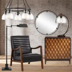 Possini Euro Design Bellis Bronze Wagon Wheel Pendant Chandelier 25" Wide Modern Clear Glass 5-Light Fixture For Dining Room House Kitchen Island Home -Target Lighting Store GUEST fb9d0a92 c25d 40b4 8942 94c15527398e